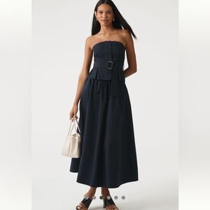 NWT SET Jacie Poplin Midi Skirt by Maeve and Maeve Strapless Belted Blouse